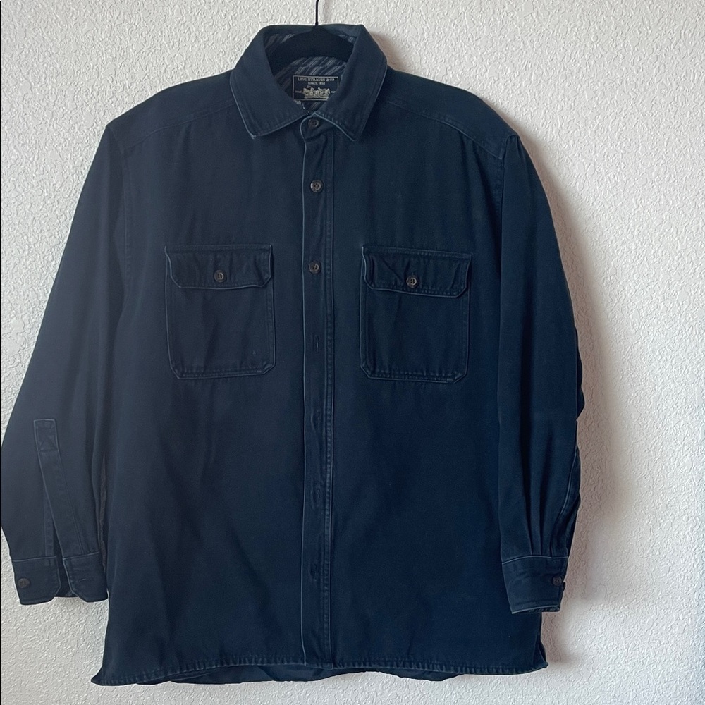 LEVI'S STRAUSS & CO Chamois Heavy Men Medium Vintage Field Work Shirt Dark Blue